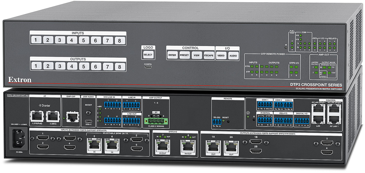 DTP3 CrossPoint 642 IPCP A - with control processor and 200 watt configurable power amplifier