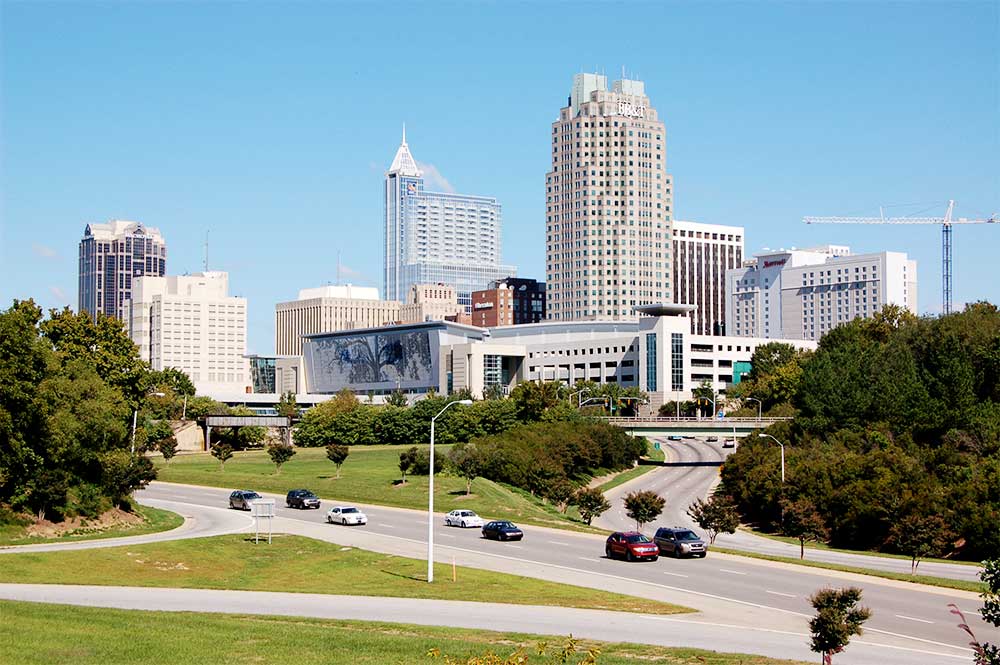 Raleigh, downtown city skyline.