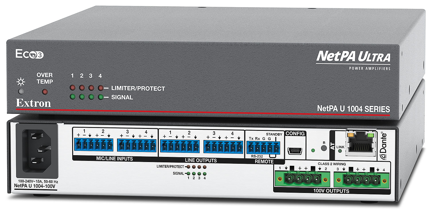 NetPA U 1004-100V – 4 Channels, 100 watts – 100 volts