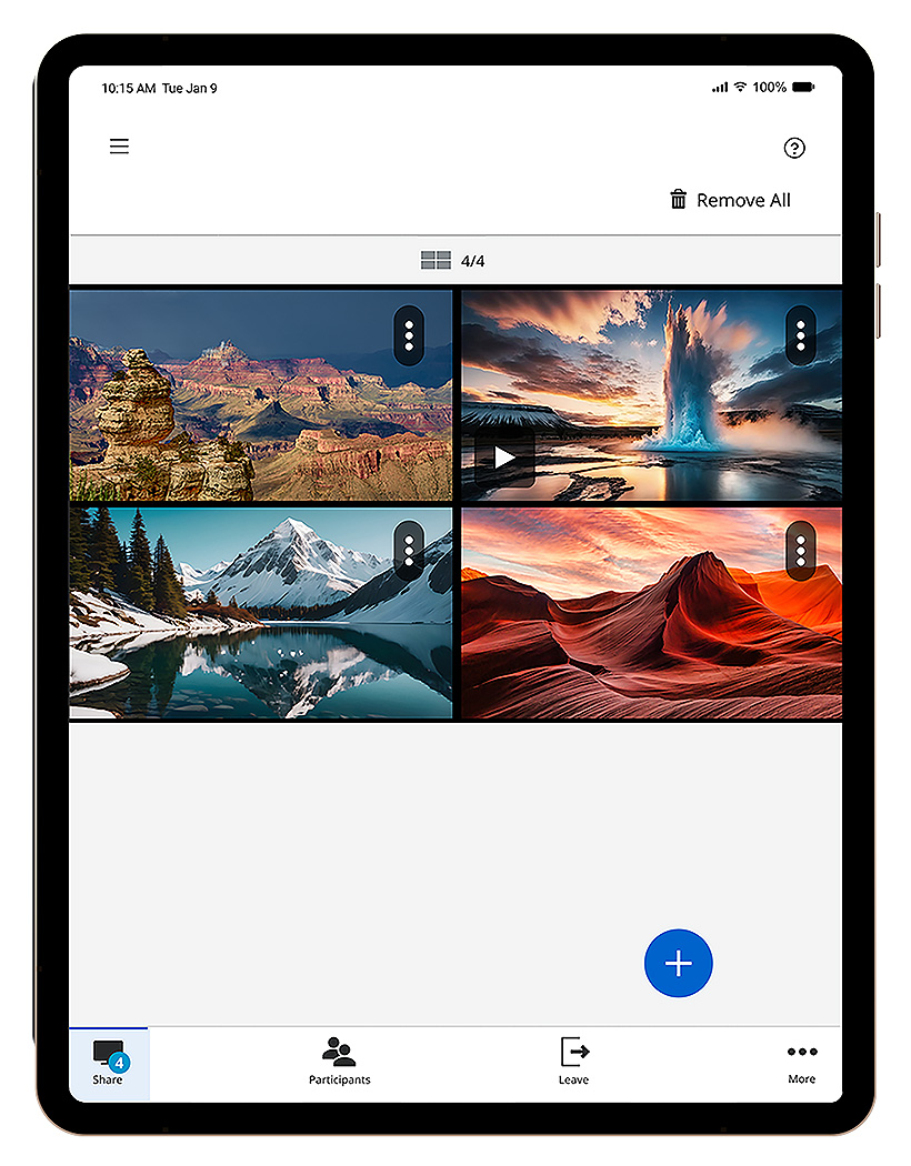 Share up to four items from an iPad