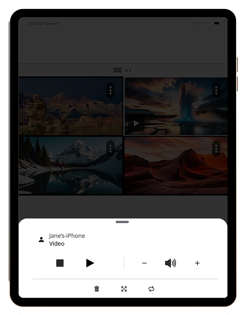 Control playback of shared videos from an iPad