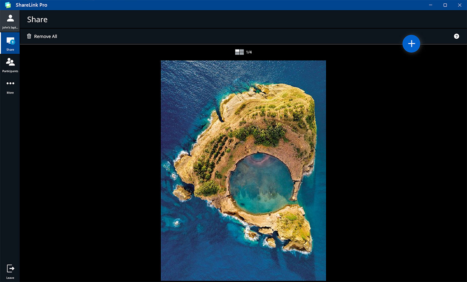 The ShareLink Pro software shows a Preview of the content shared on the Display