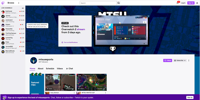 MTSU esports livestreams to Twitch video thumbnail