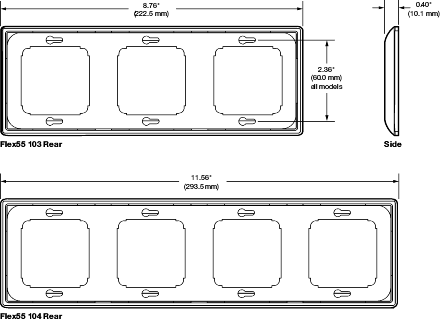 Dimensions diagram of Flex55 103 and 104